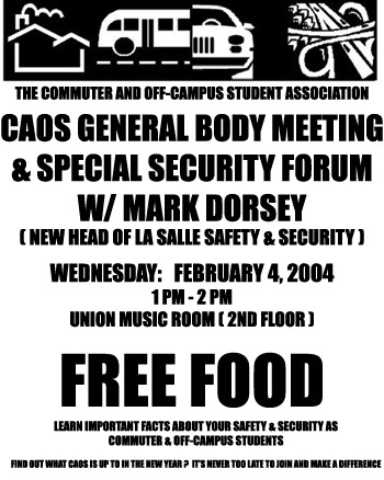 "The Commuter and Off-Campus Student Association (CAOS) General Body Meeting and Workshop" 